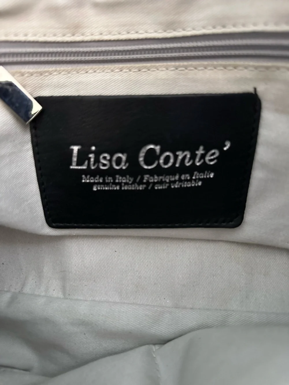 Lisa Conte Italy Black Leather Slouch Tote Bag Quilted Puffer Knot Handle Large